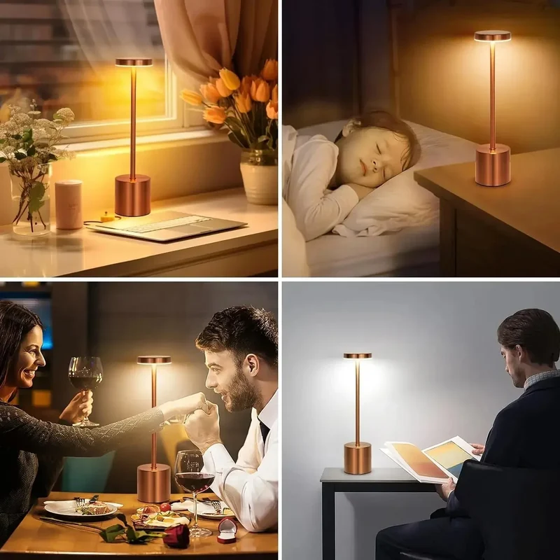 Nordische Akku-Tischlampe in Gelb mit Touch-Dimmer für Restaurant und Heimbar