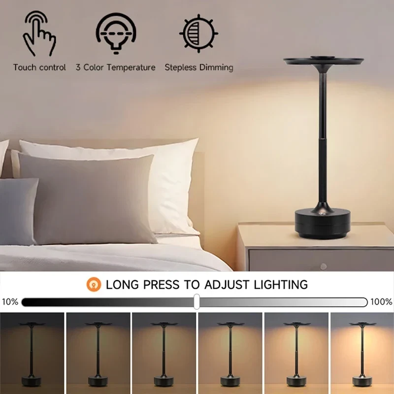 Kabellose aufladbare LED Tischlampe für Restauranttisch und moderne Innenräume