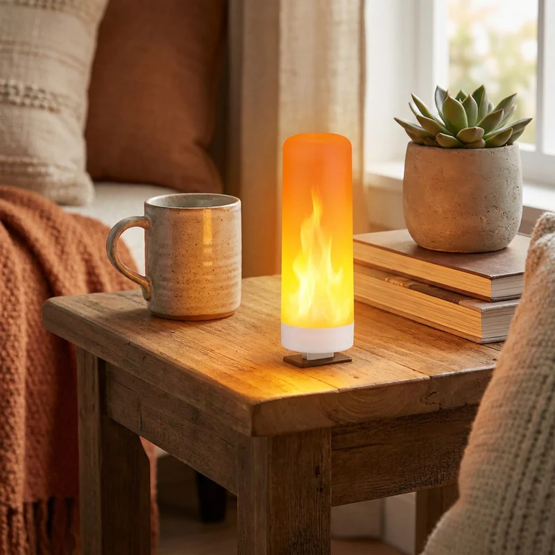 LED Flammeneffekt Tischlampe USB für Wohnzimmer und Café Stimmungslicht