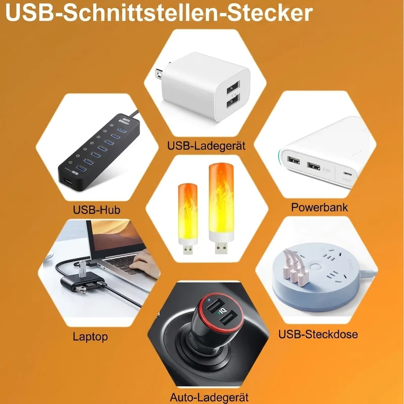 LED Flammeneffekt Tischlampe USB für Wohnzimmer und Café Stimmungslicht