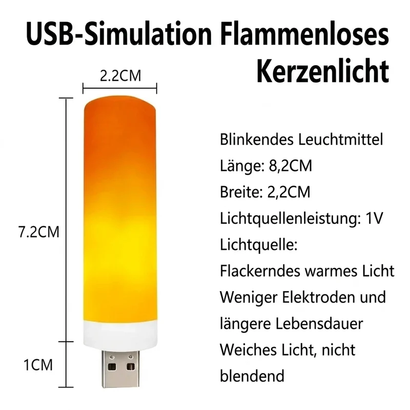 LED Flammeneffekt Tischlampe USB für Wohnzimmer und Café Stimmungslicht
