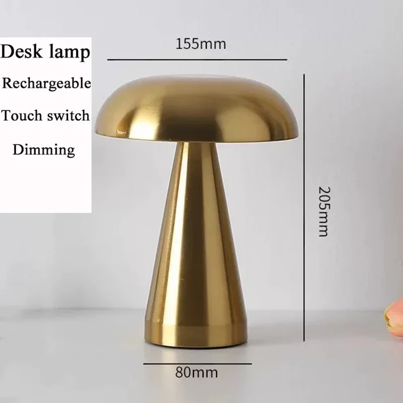Retro Pilz-Tischlampe mit Touch-Schalter und Akku für Nachttisch und Restaurant