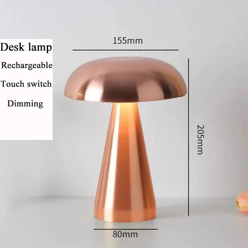 Retro Pilz-Tischlampe mit Touch-Schalter und Akku für Nachttisch und Restaurant