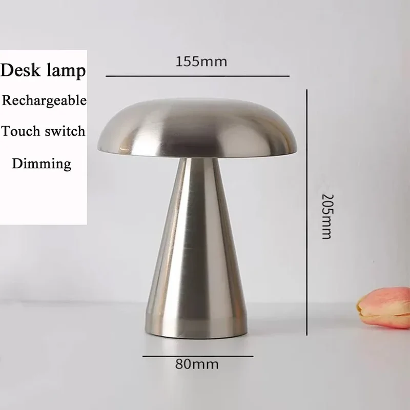 Retro Pilz-Tischlampe mit Touch-Schalter und Akku für Nachttisch und Restaurant