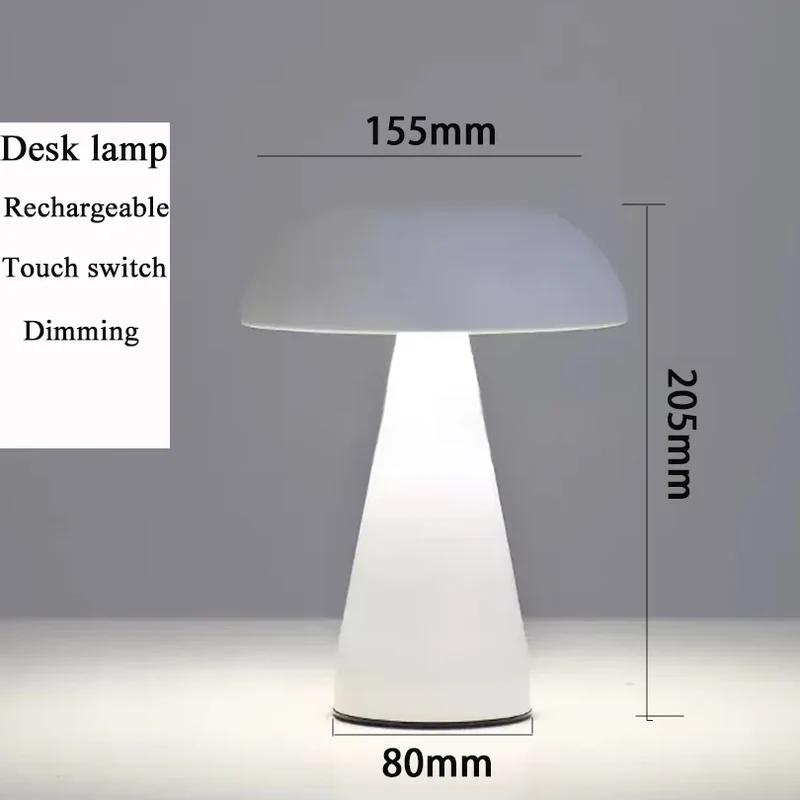 Retro Pilz-Tischlampe mit Touch-Schalter und Akku für Nachttisch und Restaurant