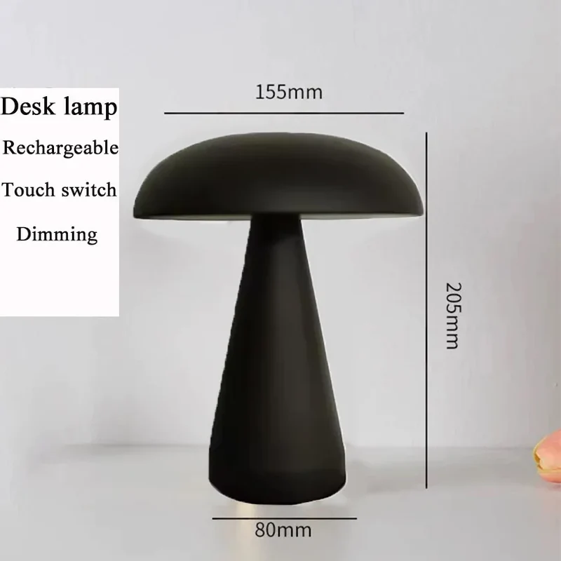 Retro Pilz-Tischlampe mit Touch-Schalter und Akku für Nachttisch und Restaurant
