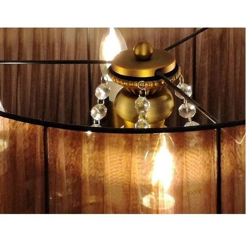 Sompex ORGANZA Kristall-Tischlampe – Bronze, brauner Organza-Schirm, 58 cm, 4 × E14, dimmbar