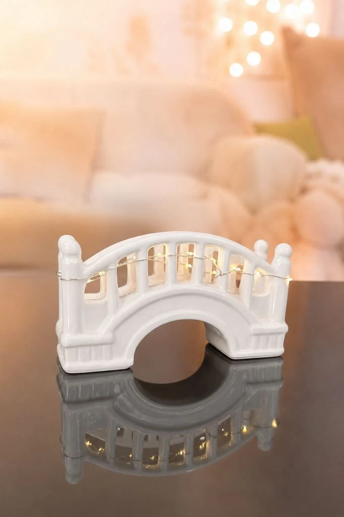 Deko Brücke LED Passagio 20cm creme-weiß