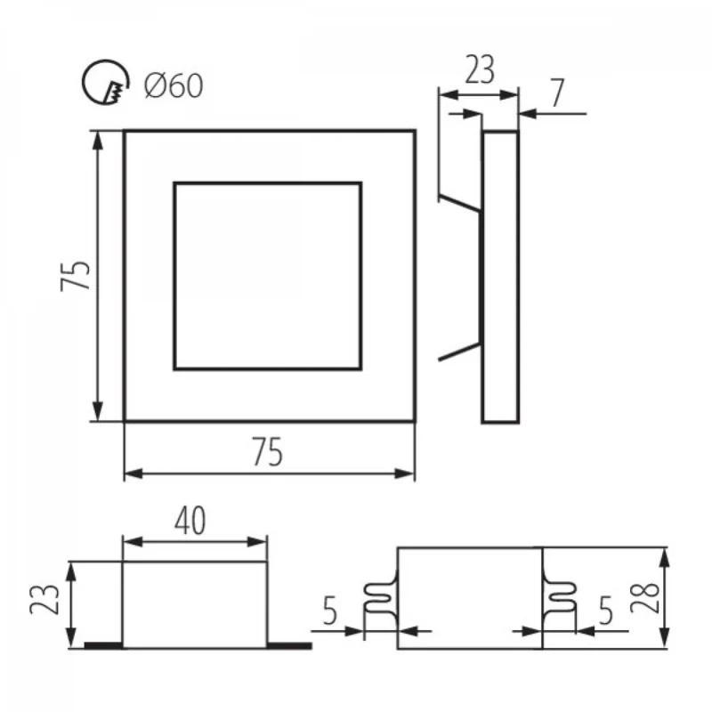LED Treppenbeleuchtung eckig 12V 0,8W Treppenleuchte Stufen-Leuchte Wandleuchte