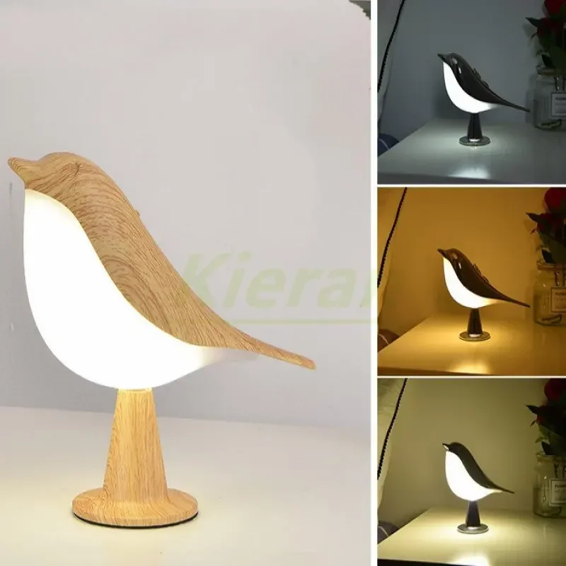 Nordische Vogel LED Tischlampe dimmbar für Nachttisch und Arbeitszimmer