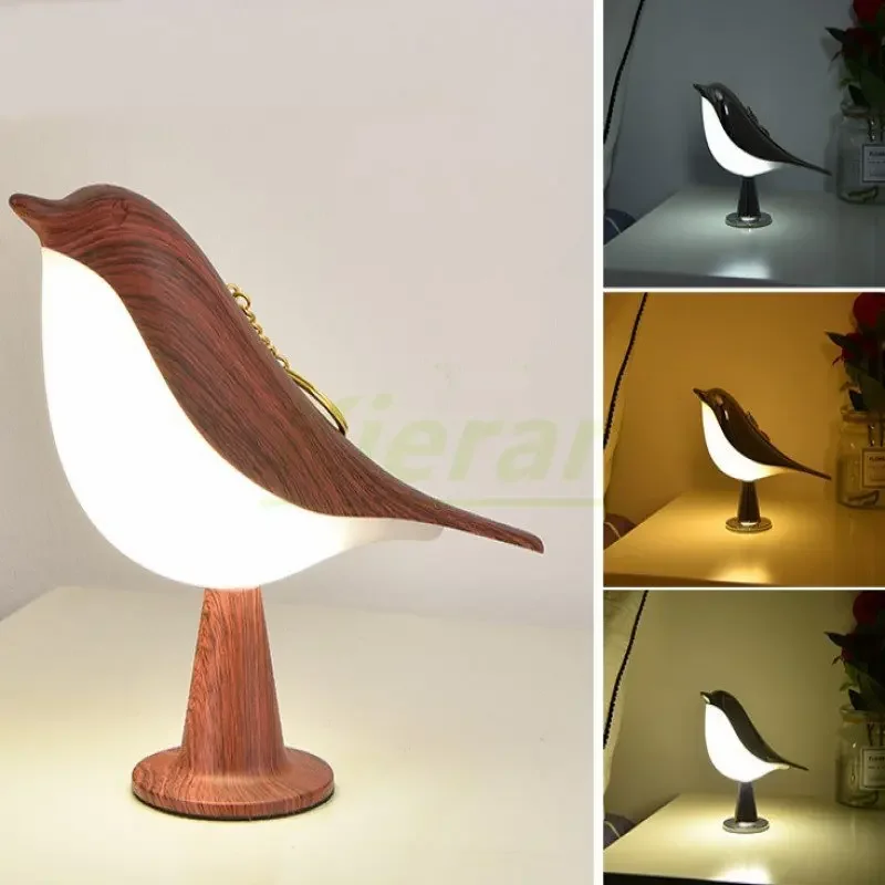 Nordische Vogel LED Tischlampe dimmbar für Nachttisch und Arbeitszimmer