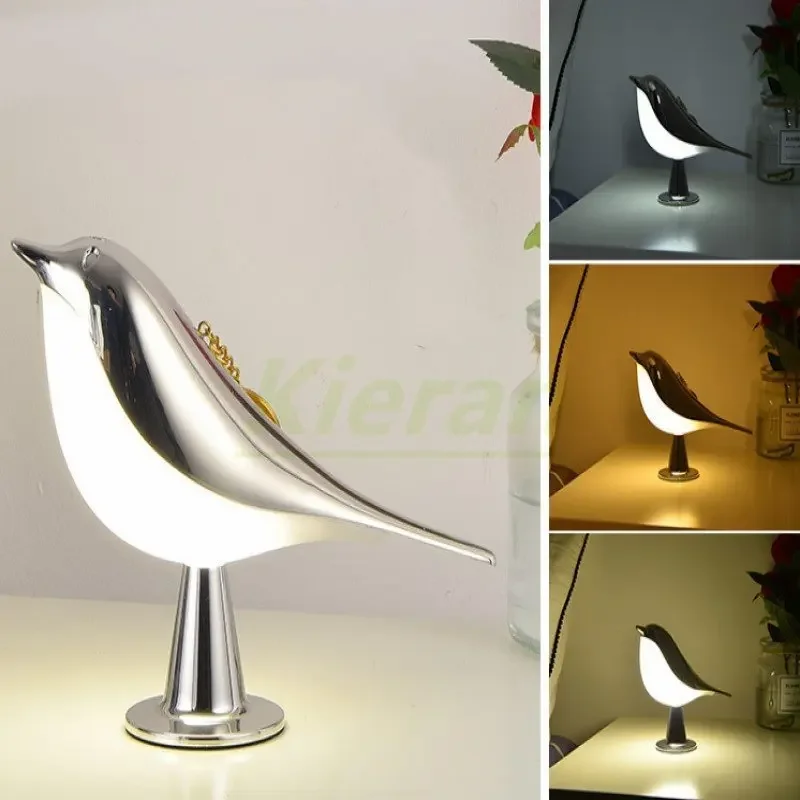 Nordische Vogel LED Tischlampe dimmbar für Nachttisch und Arbeitszimmer