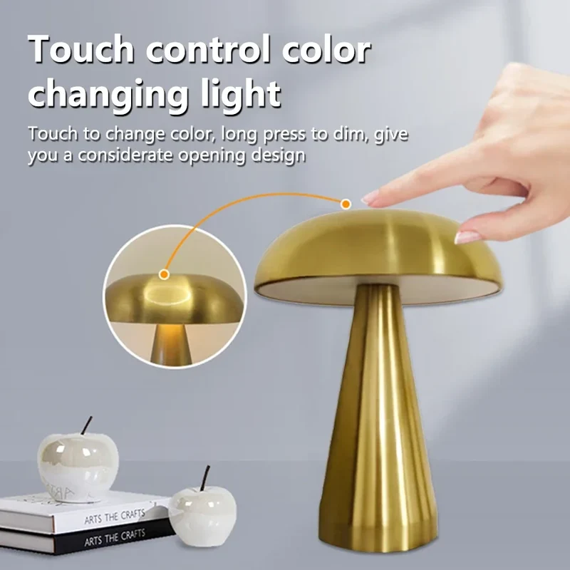 Pilz Retro Tischlampe dimmbar aus Eisen mit Touch-Steuerung für Café und Schreibtisch