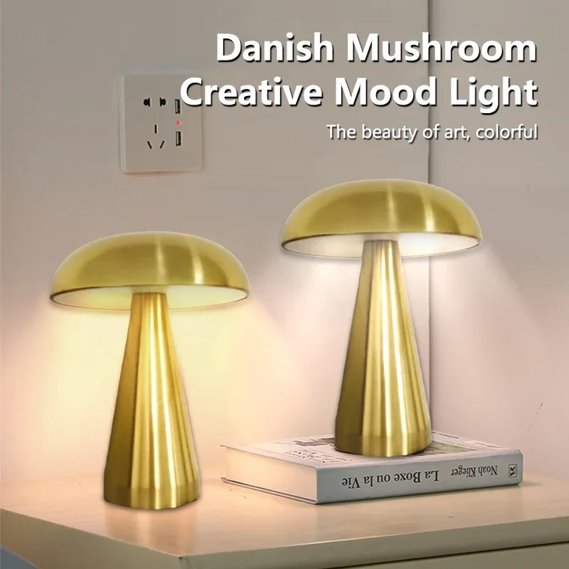 Pilz Retro Tischlampe dimmbar aus Eisen mit Touch-Steuerung für Café und Schreibtisch