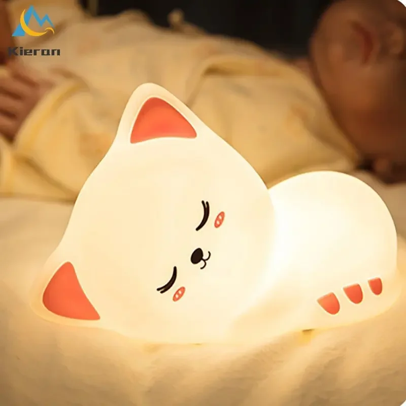 Silikon Katzen-Nachtlicht LED aufladbar für Kinderzimmer und Babyzimmer