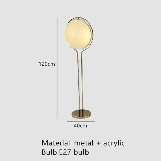 Stehlampe mit Acrylkugel und Chromständer als Designleuchte für Wohnzimmer