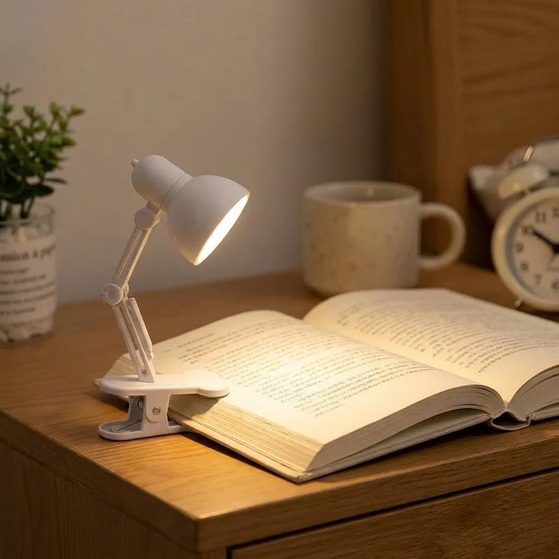 Tragbare LED Klemm-Leselampe für Bett, Nachttisch und Reise