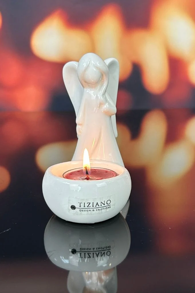 Deko Engel Grazia mit Lichtschale creme-weiß