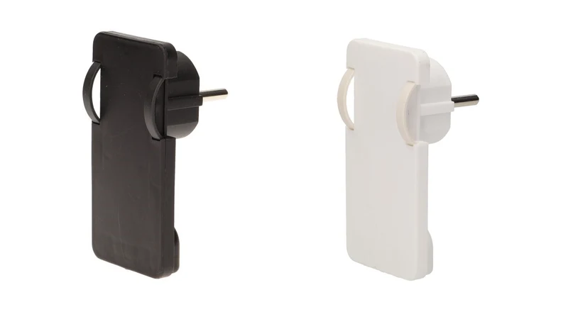 Hochwertiger Flachstecker-Winkelstecker mit Handgriff, uni-Schuko, Schwarz/Weiß