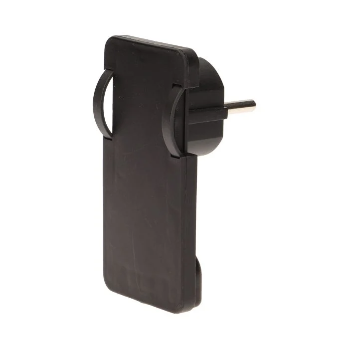 Hochwertiger Flachstecker-Winkelstecker mit Handgriff, uni-Schuko, Schwarz/Weiß