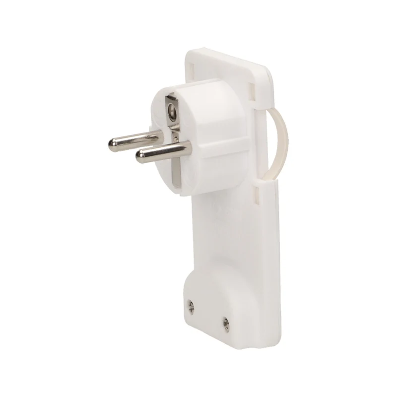 Hochwertiger Flachstecker-Winkelstecker mit Handgriff, uni-Schuko, Schwarz/Weiß