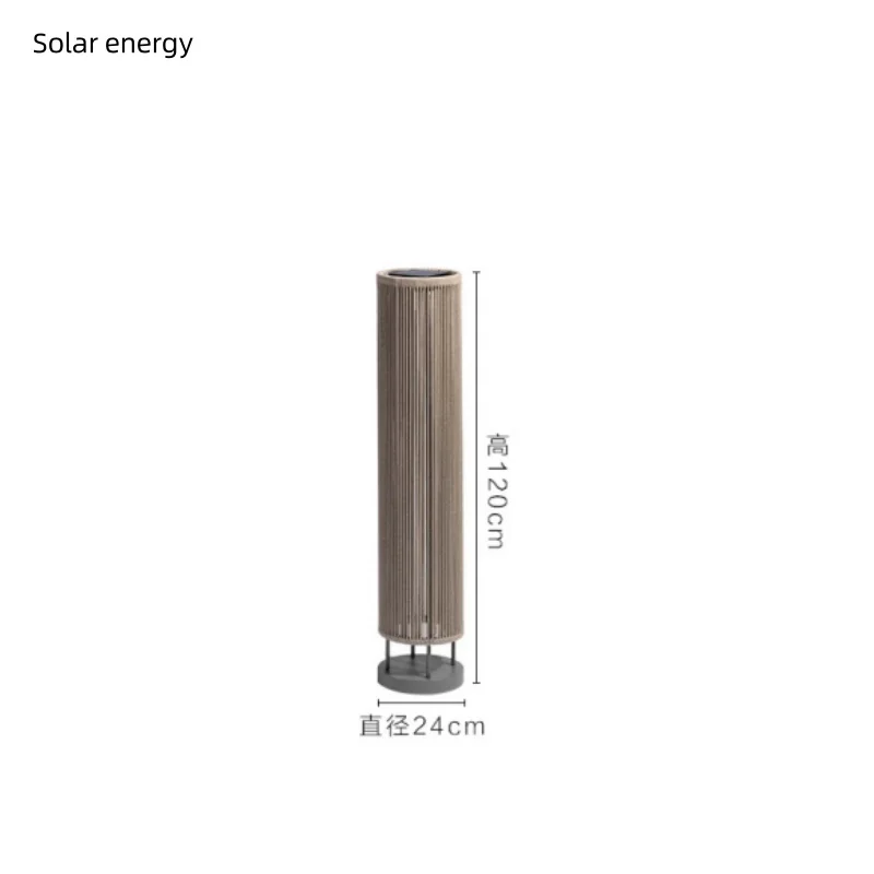 Nordische Rattan Solar-Stehlampe für Balkon, Garten und Terrasse