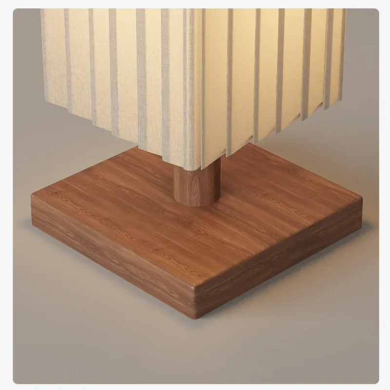 Stehlampe aus Holz und Stoffschirm für Wohnzimmer und Schlafzimmer