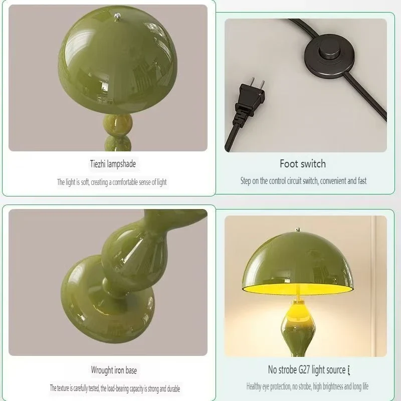 Pilzförmige Stehleuchte aus Glas und Holz für nordisches Wohnzimmer