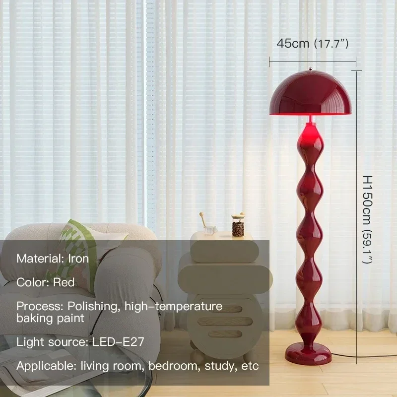 Pilzförmige Stehleuchte aus Glas und Holz für nordisches Wohnzimmer
