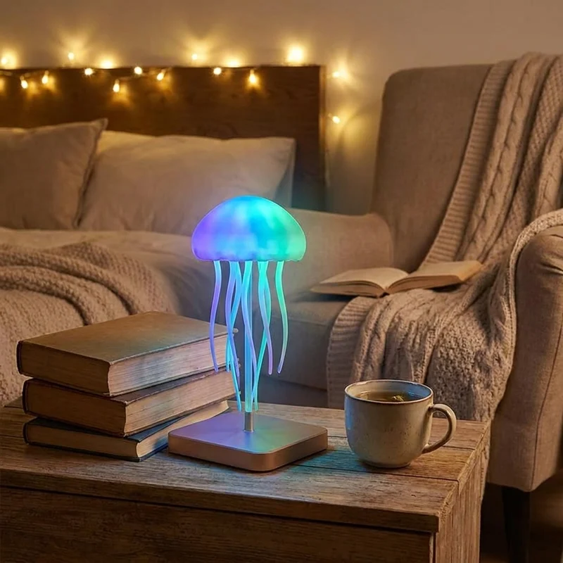 LED Quallen Nachtlicht mit Fernbedienung und Touch für Büro und Schlafzimmer
