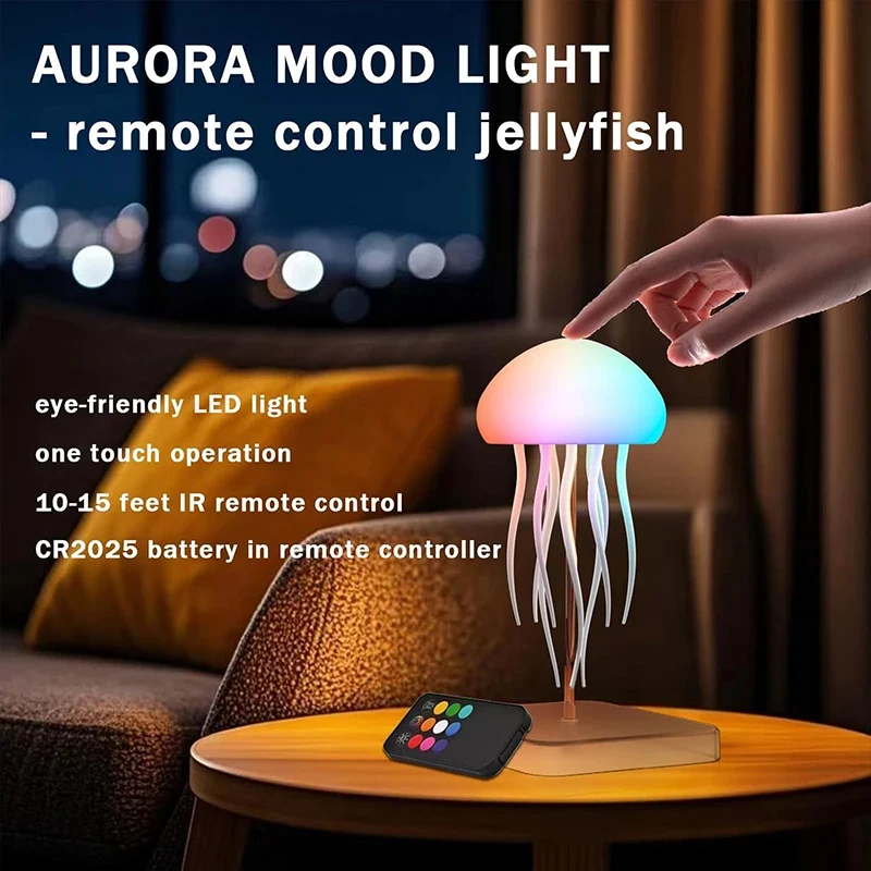 LED Quallen Nachtlicht mit Fernbedienung und Touch für Büro und Schlafzimmer