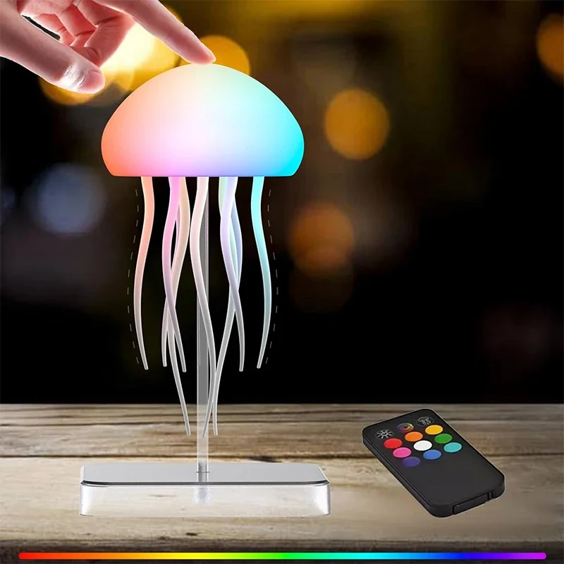 LED Quallen Nachtlicht mit Fernbedienung und Touch für Büro und Schlafzimmer