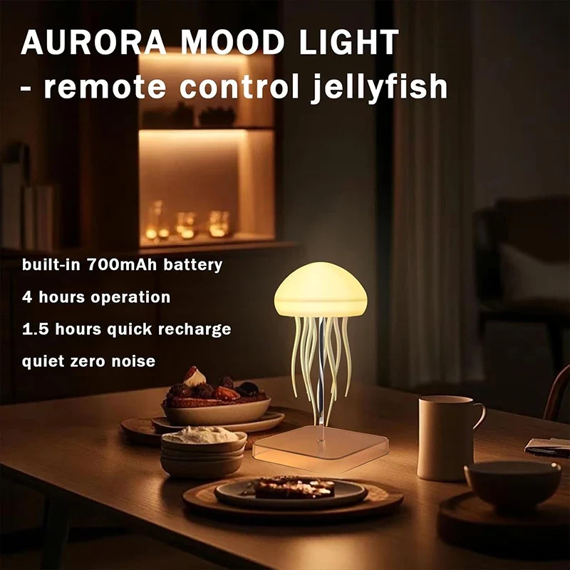 LED Quallen Nachtlicht mit Fernbedienung und Touch für Büro und Schlafzimmer