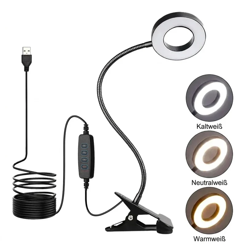 Flexible LED Klemm-Schreibtischlampe mit Dimmfunktion für Büro und Leseecke