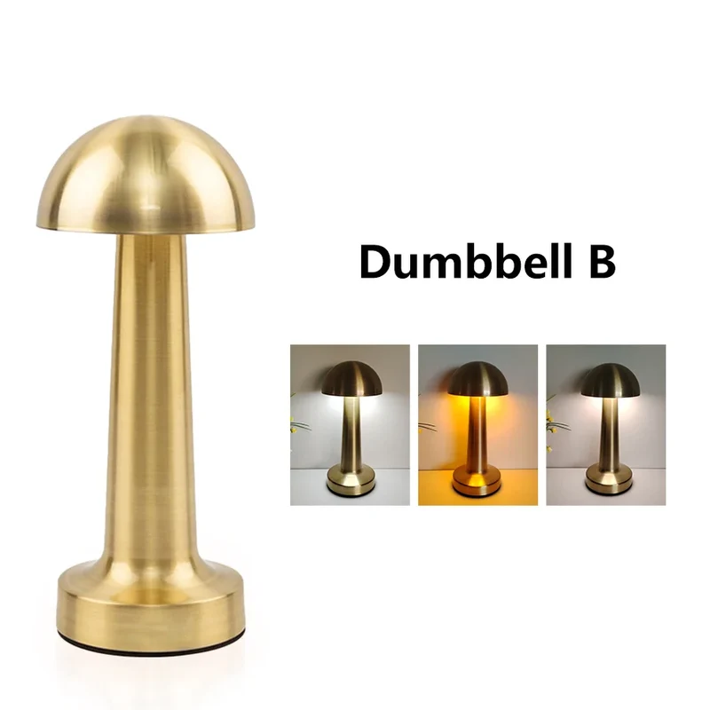 Goldgerahmte Akku-Tischlampe aus Eisen für Restaurant und Wohnzimmer dimmbar