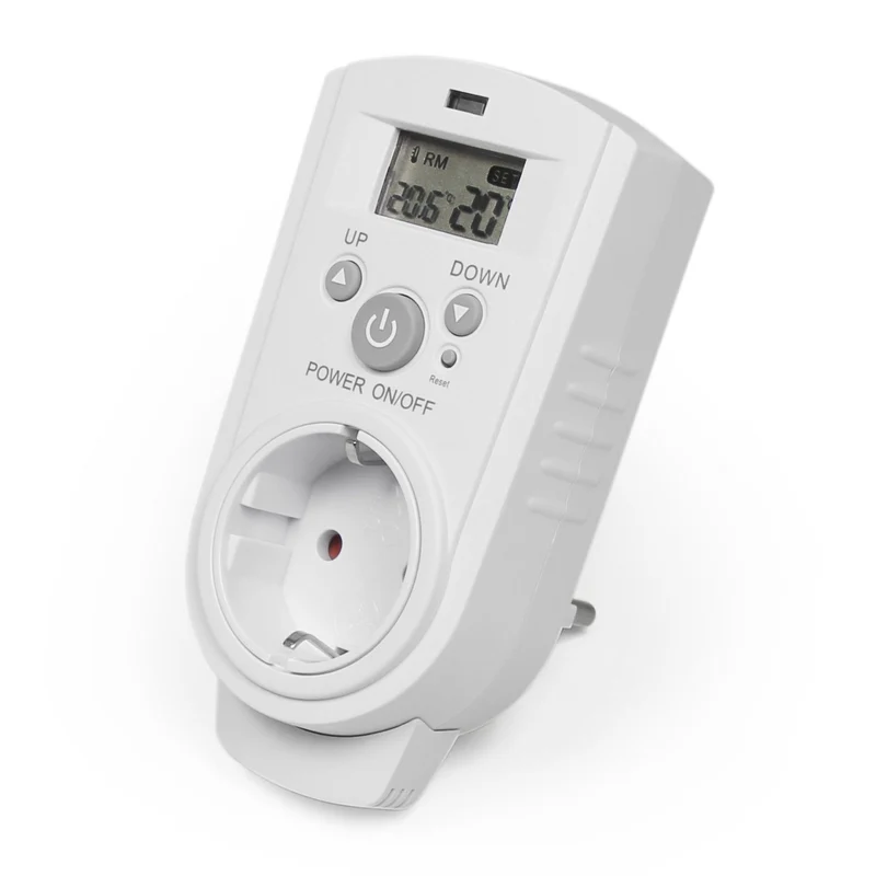 Steckdosen-Thermostat mit LC-Display und mit und ohne Außenfühler, 230V/16A, Temperaturregelung +5 °C bis +30 °C