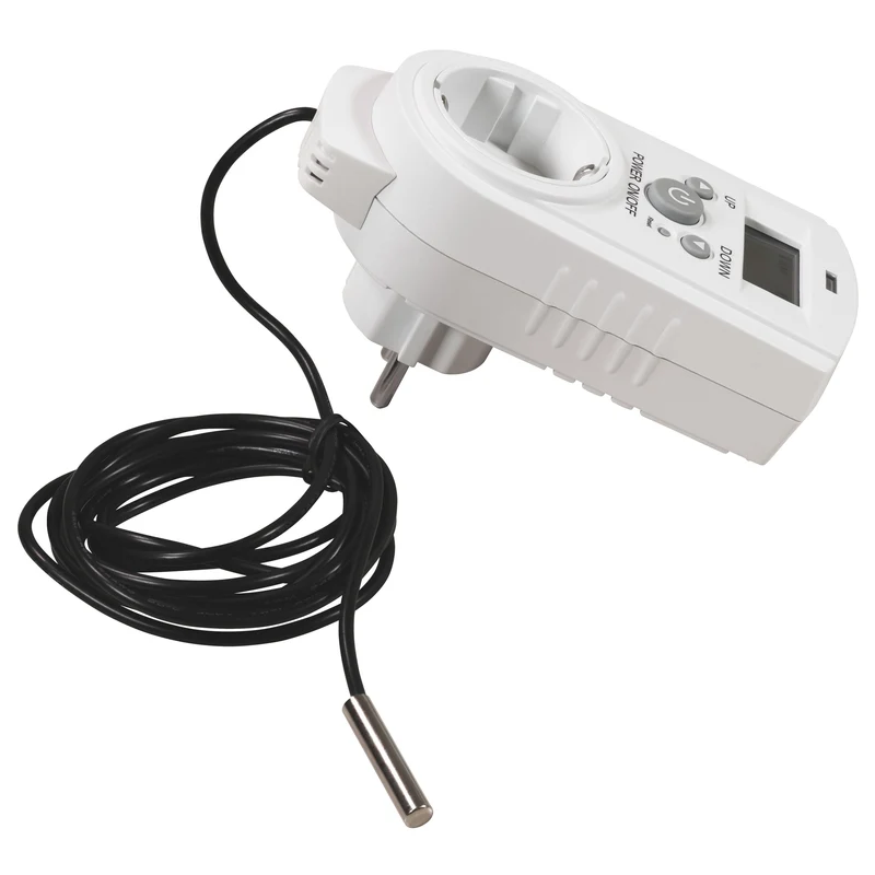 Steckdosen-Thermostat mit LC-Display und mit und ohne Außenfühler, 230V/16A, Temperaturregelung +5 °C bis +30 °C