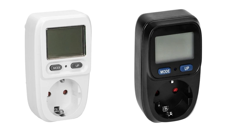 Energiekostenmessgerät mit LCD-Display, Max. 3680W, in Weiß oder Schwarz