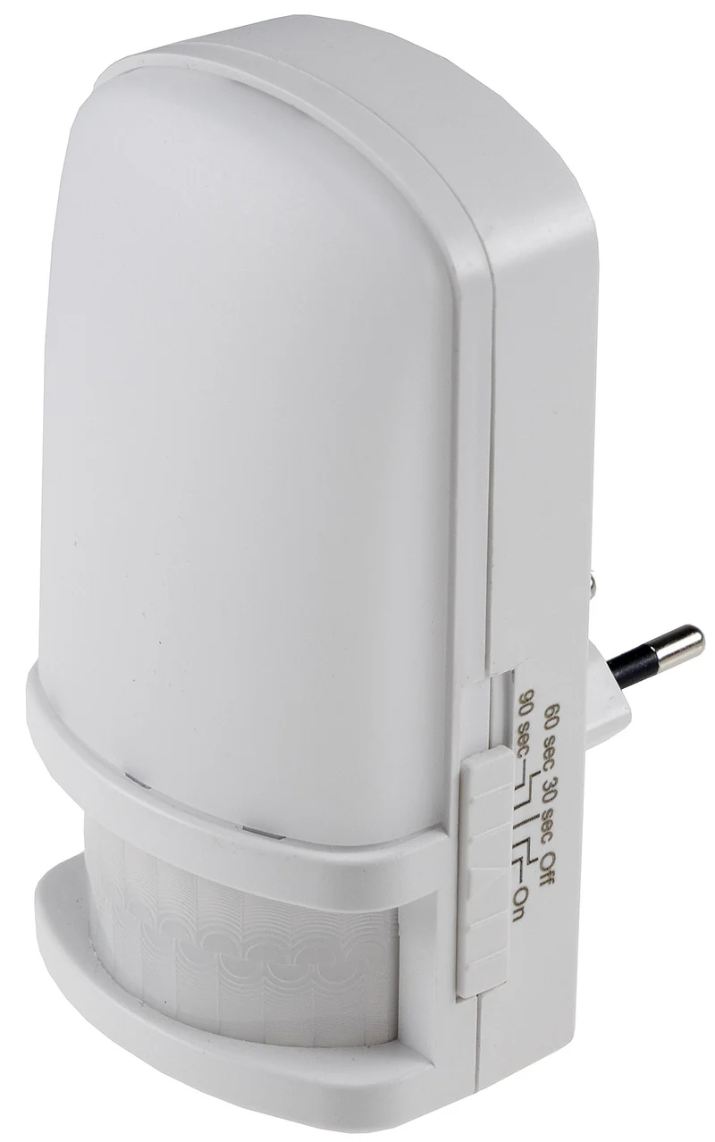 LED Nachtlicht mit Bewegungsmelder 230V, Licht Warmweiß, On/Off/Auto