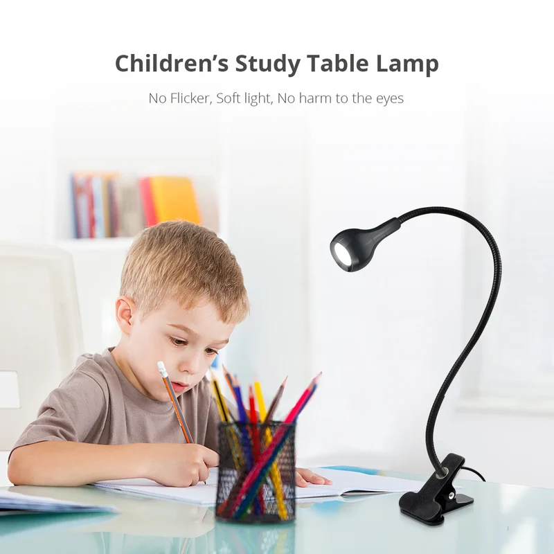 Flexible USB LED Klemm-Leselampe aus Aluminium für Nachttisch und Schreibtisch
