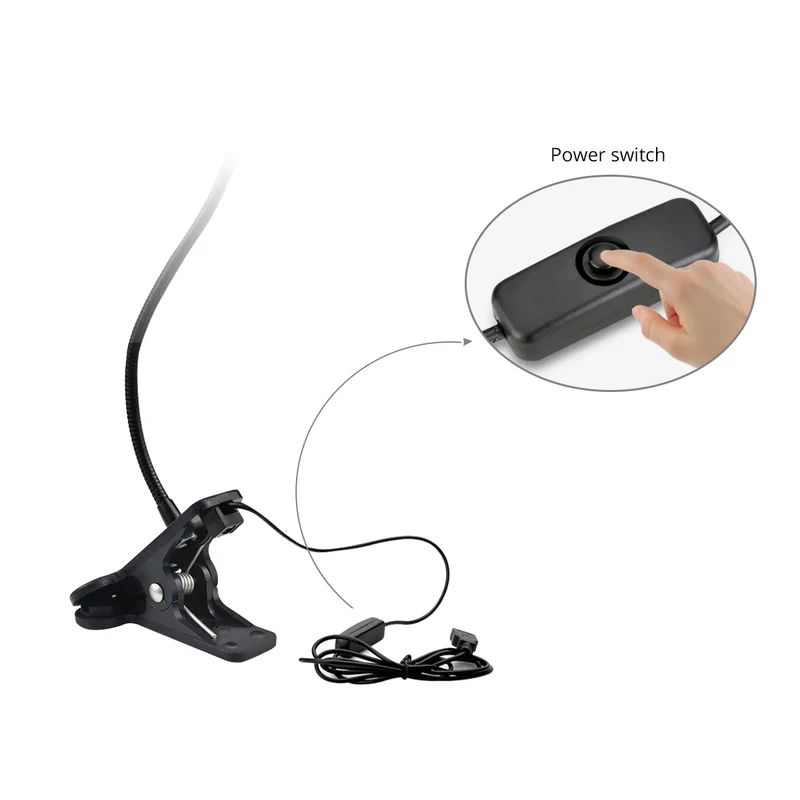 Flexible USB LED Klemm-Leselampe aus Aluminium für Nachttisch und Schreibtisch