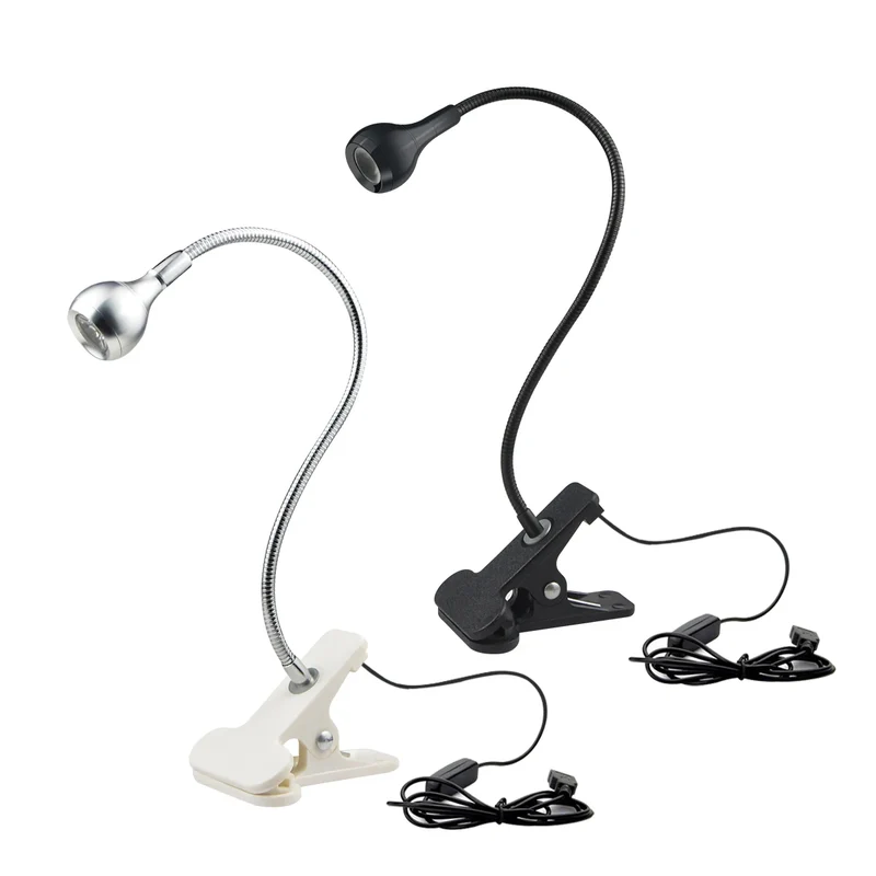 Flexible USB LED Klemm-Leselampe aus Aluminium für Nachttisch und Schreibtisch