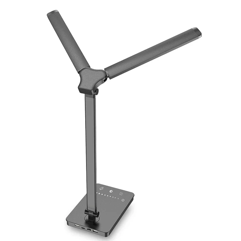 LED Schreibtischlampe mit zwei Schwenkarmen aus Aluminium für Homeoffice