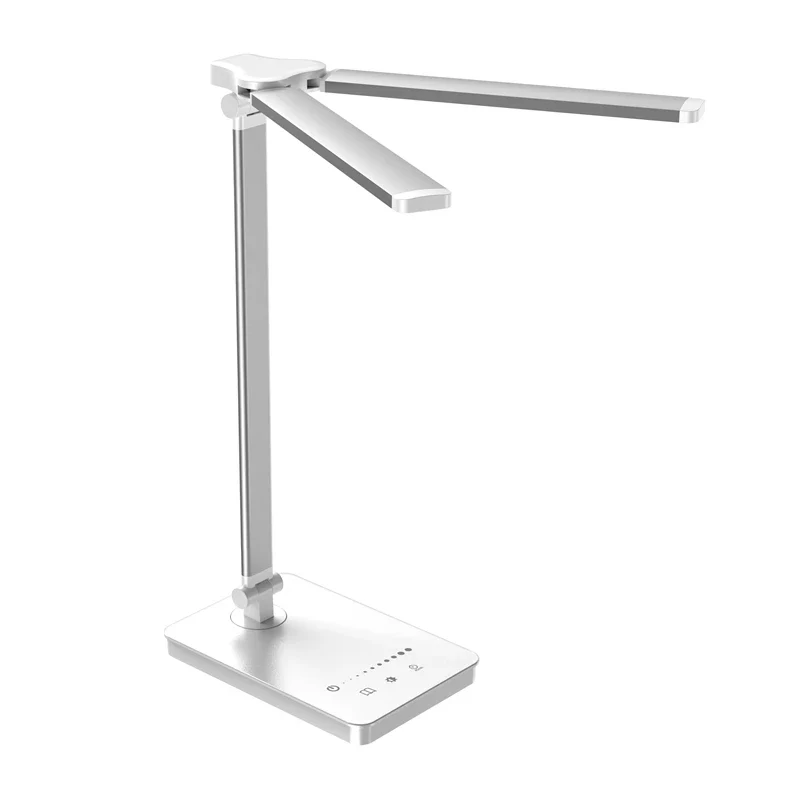 LED Schreibtischlampe mit zwei Schwenkarmen aus Aluminium für Homeoffice