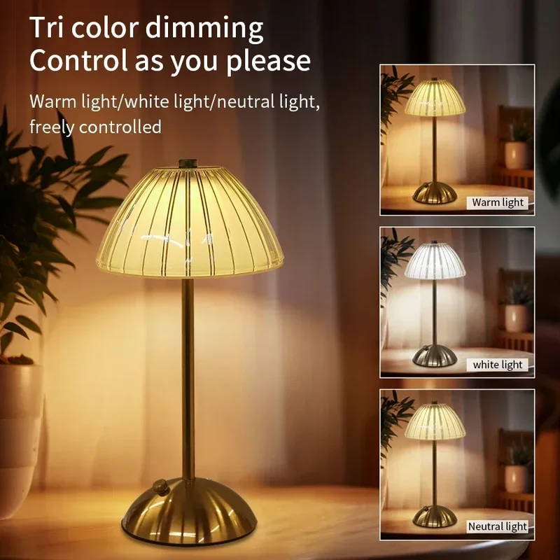 Kristall LED Tischlampe mit Touch-Dimmer in Gold für Hotel und Nachttisch