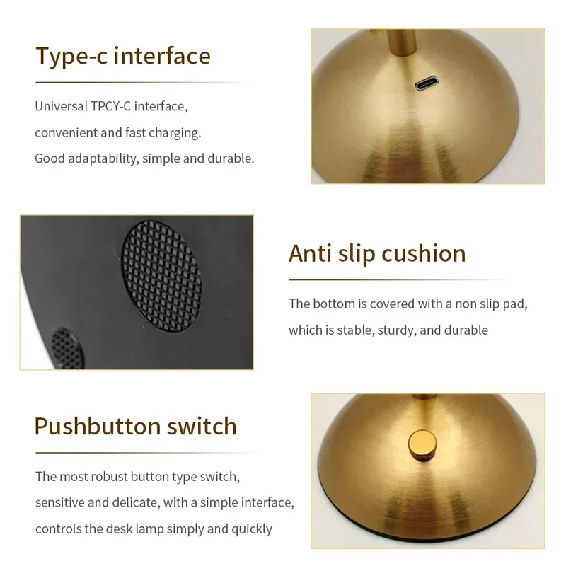 Kristall LED Tischlampe mit Touch-Dimmer in Gold für Hotel und Nachttisch