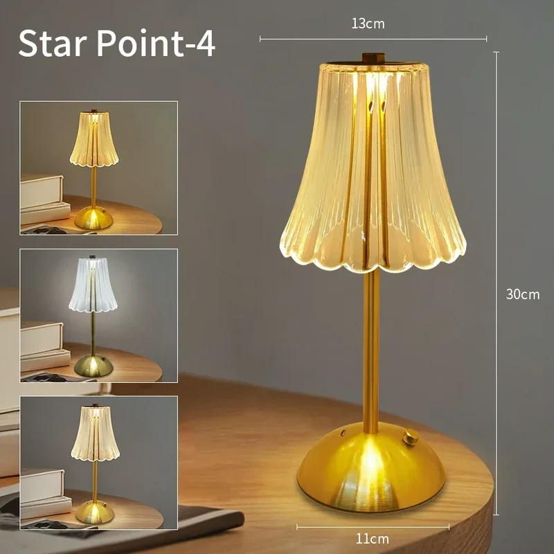 Kristall LED Tischlampe mit Touch-Dimmer in Gold für Hotel und Nachttisch