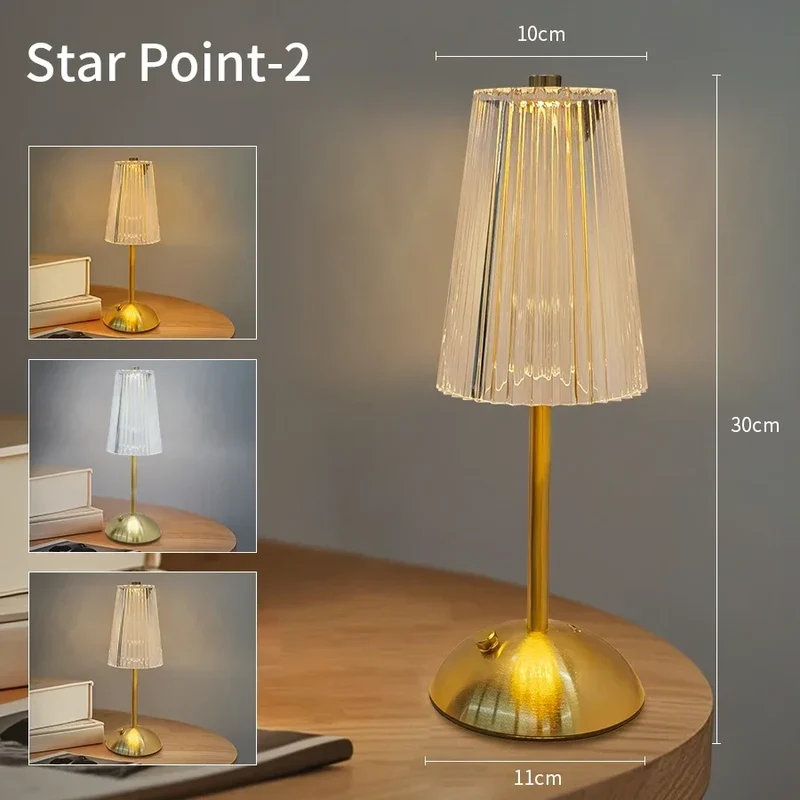 Kristall LED Tischlampe mit Touch-Dimmer in Gold für Hotel und Nachttisch