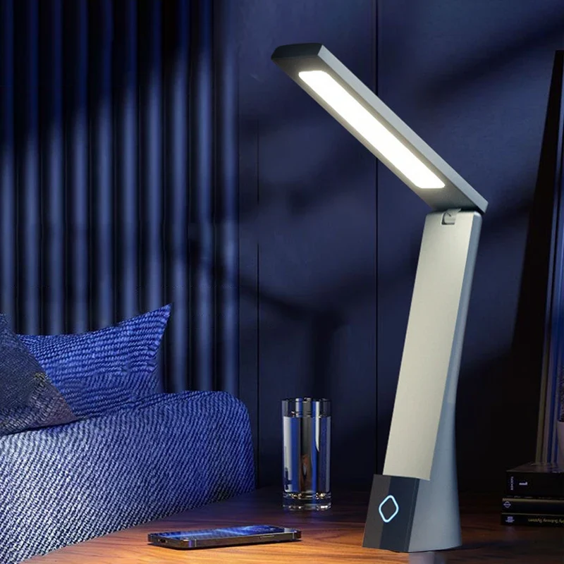 Klappbare LED Schreibtischlampe mit Touch-Schalter und USB für Büro und Bett