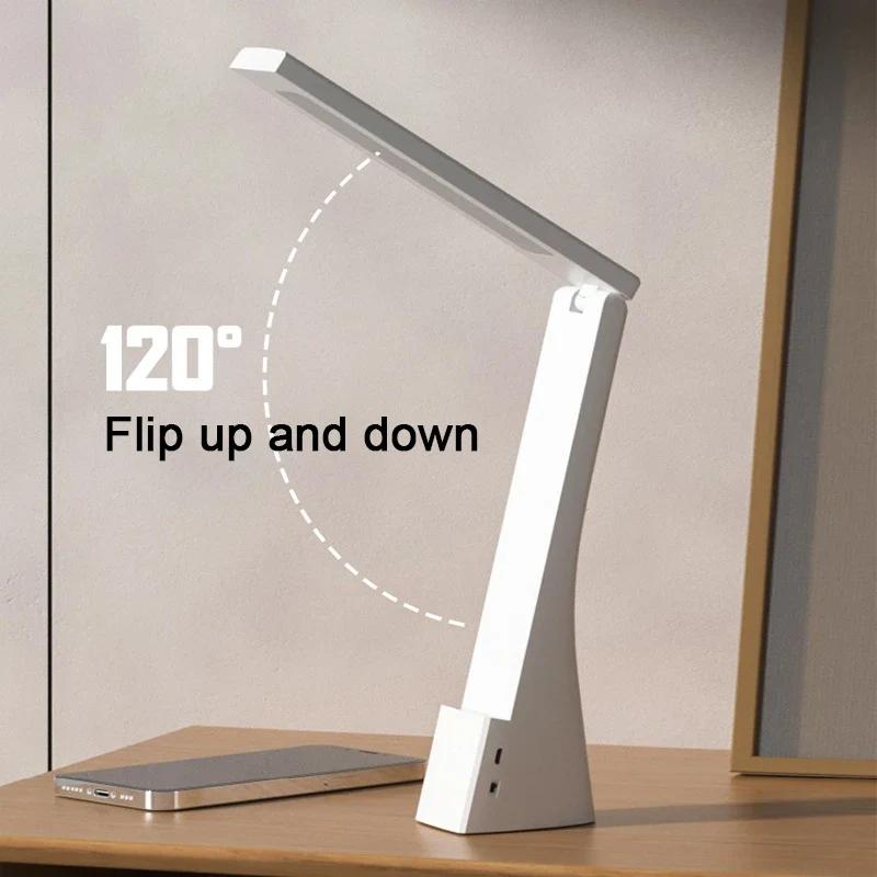 Klappbare LED Schreibtischlampe mit Touch-Schalter und USB für Büro und Bett